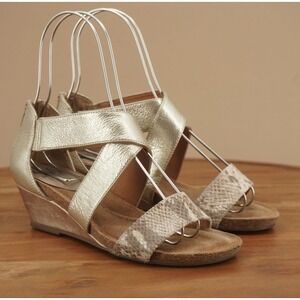 Sofft Womens Kera Wedge Sandals Size 6 W Wide Snake Gold Leather